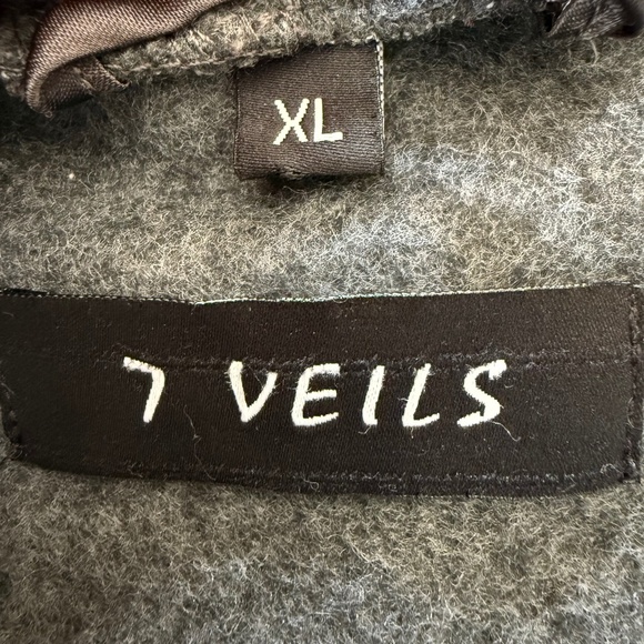 7 Veils Charcoal Gray Micro-Fleece Hooded Floor Length Robe Women's Size XL - Picture 8 of 11